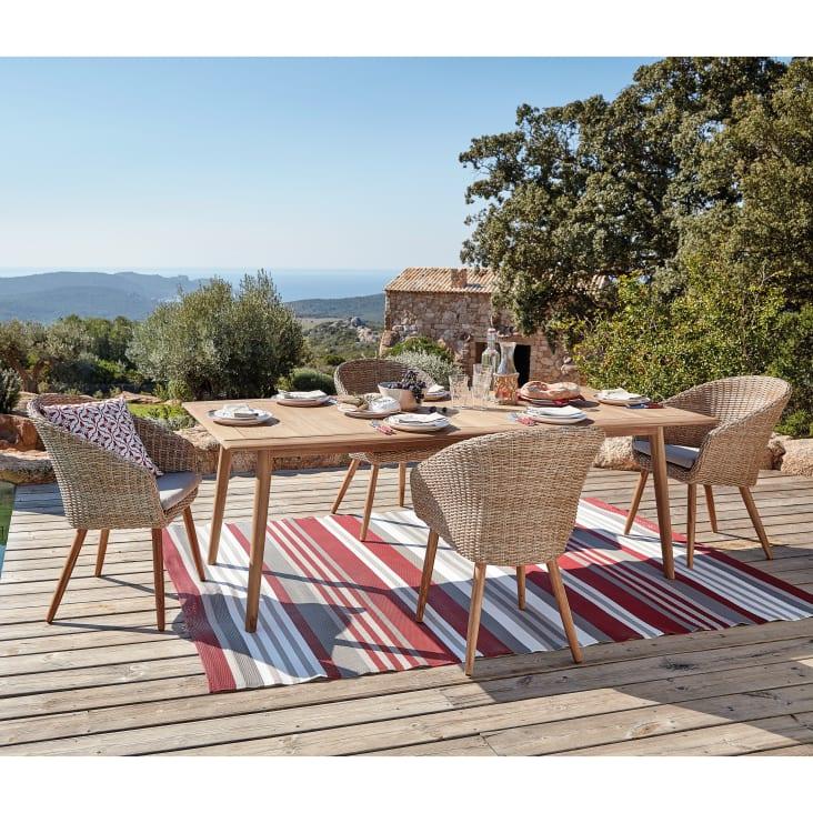 Maisons du Monde Kuta - Silla de jardín de resina trenzada y acacia maciza Descuento