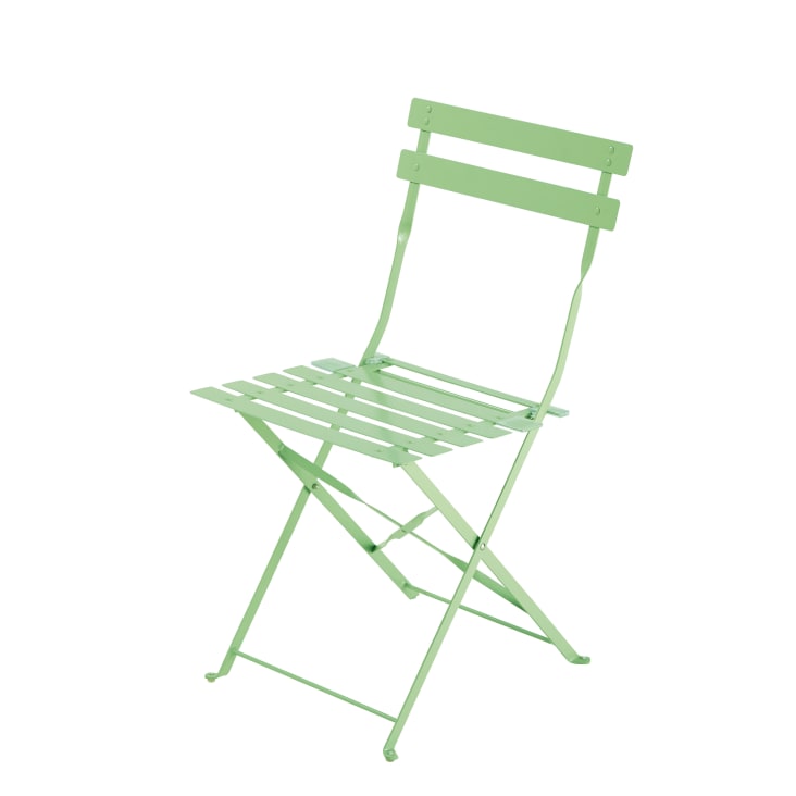 Maisons du Monde Guinguette - Sillas plegables de jardín de metal verde agua (x2) Mejor oferta