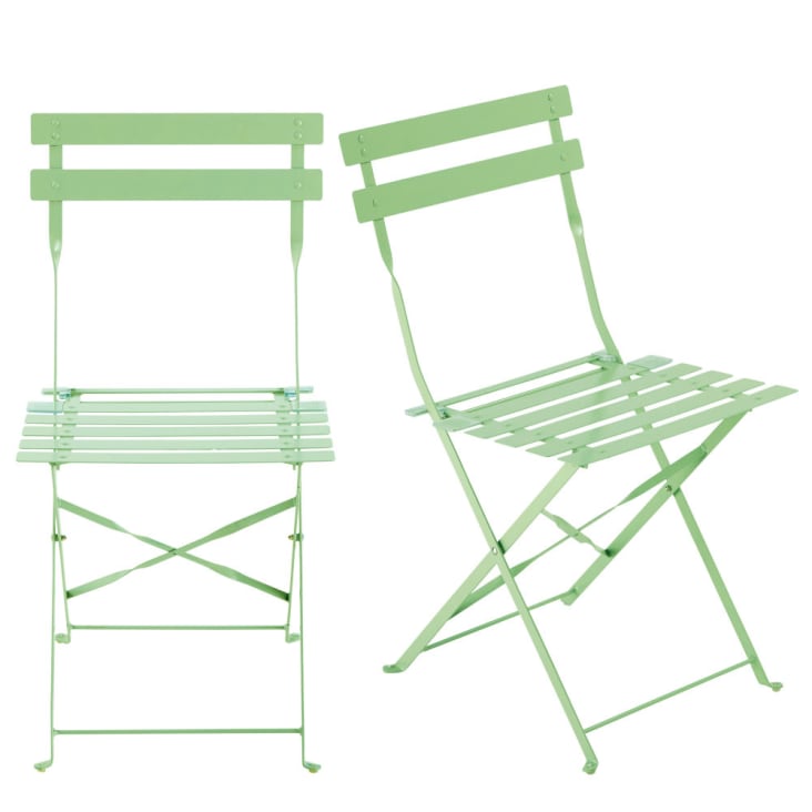 Maisons du Monde Guinguette - Sillas plegables de jardín de metal verde agua (x2) Mejor oferta