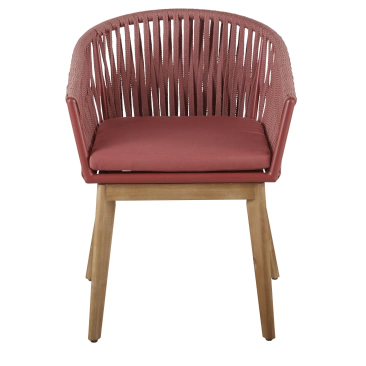Maisons du Monde Amalfi - Sillón de jardín de cuerda terracota y acacia maciza Rebajas top