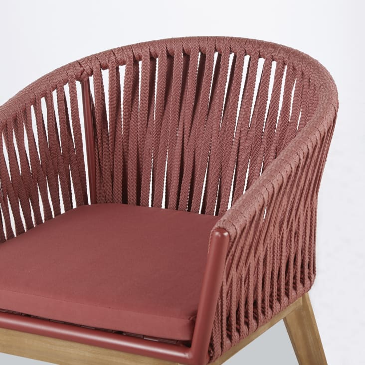 Maisons du Monde Amalfi - Sillón de jardín de cuerda terracota y acacia maciza Rebajas top