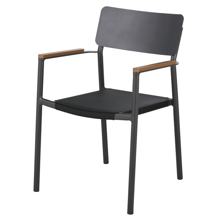 Maisons du Monde Quepos - Sillas para comedor de exterior de tela plastificada y aluminio gris antracita (x2) Envío gratis