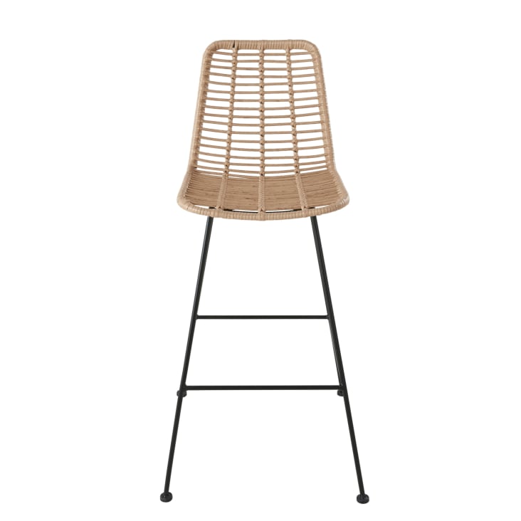 Maisons du Monde Selva BUSINESS - Silla alta de jardín profesional de resina reciclada y metal negro Oferta especial