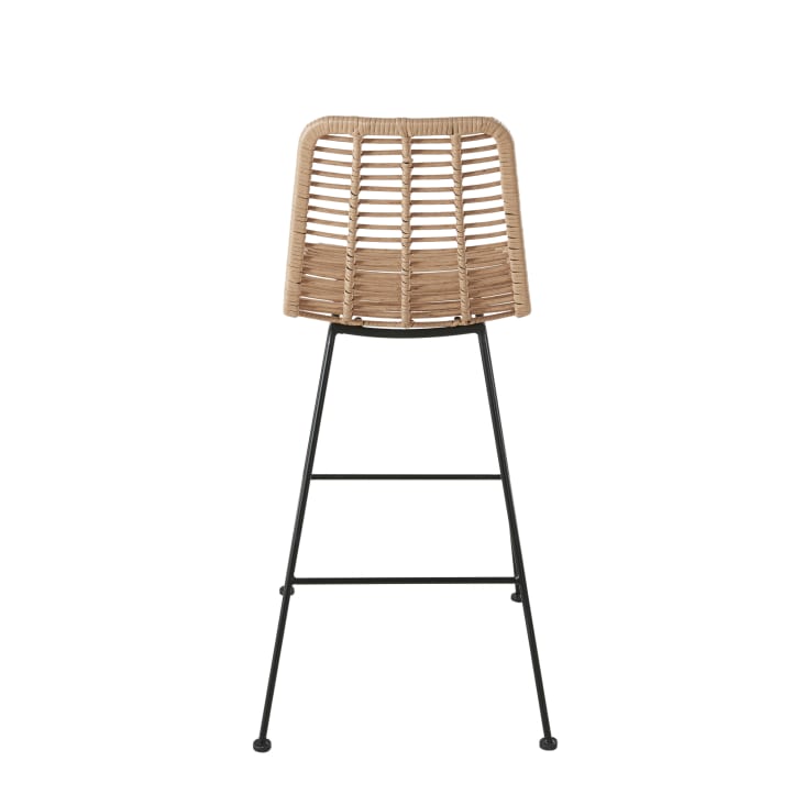 Maisons du Monde Selva BUSINESS - Silla alta de jardín profesional de resina reciclada y metal negro Oferta especial