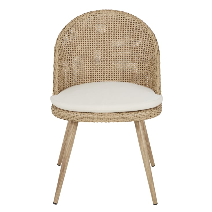 Maisons du Monde Melio - Sillas de jardín de rejilla de resina efecto ratán con cojín color crudo (x2) Envío gratis