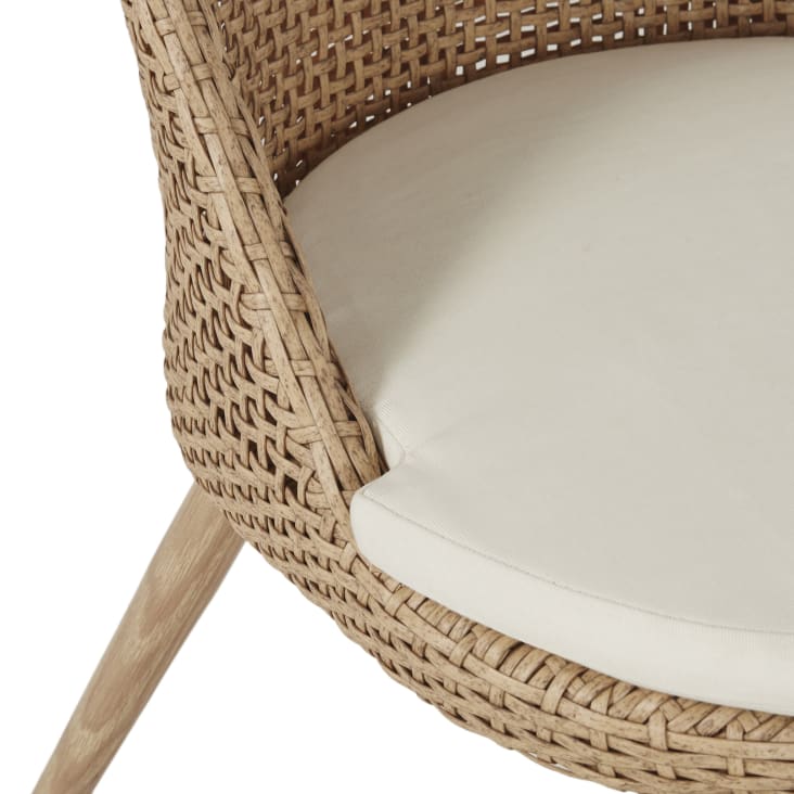 Maisons du Monde Melio - Sillas de jardín de rejilla de resina efecto ratán con cojín color crudo (x2) Envío gratis