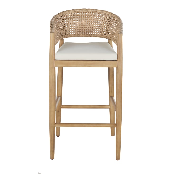 Maisons du Monde Bari Business - Sillón de bar de jardín profesional de madera de acacia cuerda beige y cojines en crudo Últimos 3 días