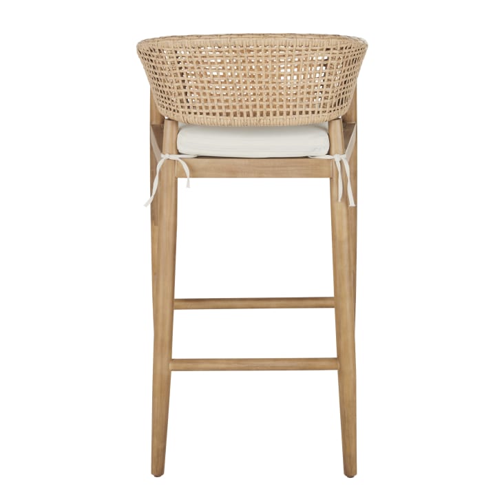 Maisons du Monde Bari Business - Sillón de bar de jardín profesional de madera de acacia cuerda beige y cojines en crudo Últimos 3 días