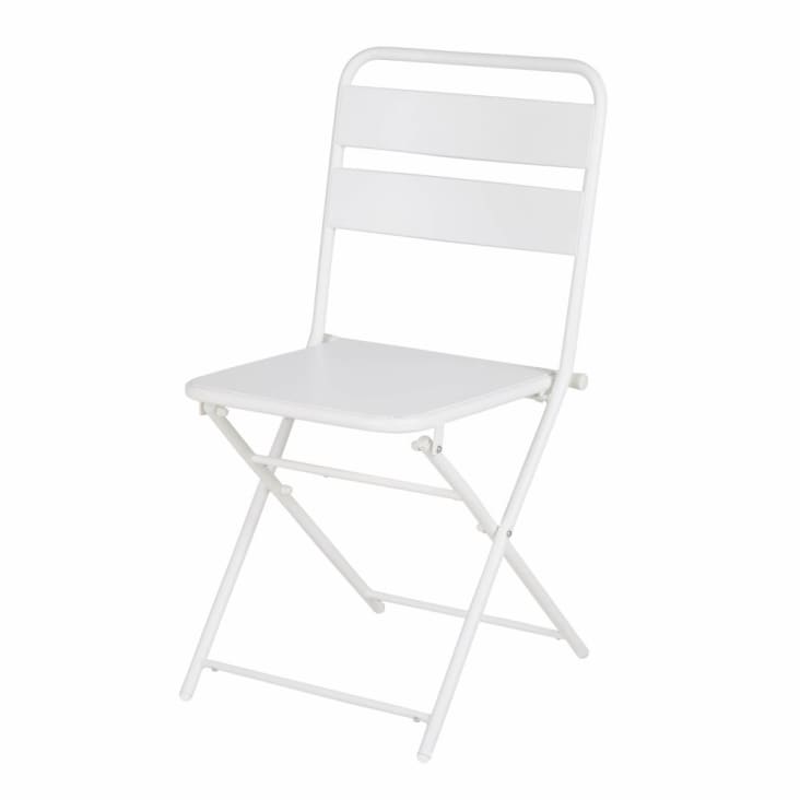 Maisons du Monde Belleville - Silla de jardín plegable de metal blanco (x2) ÚLTIMAS EDICIONES