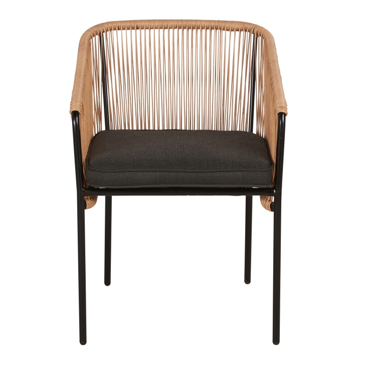 Maisons du Monde Arun - Silla de comedor de jardín de resina reciclada y metal negro Precio de fábrica
