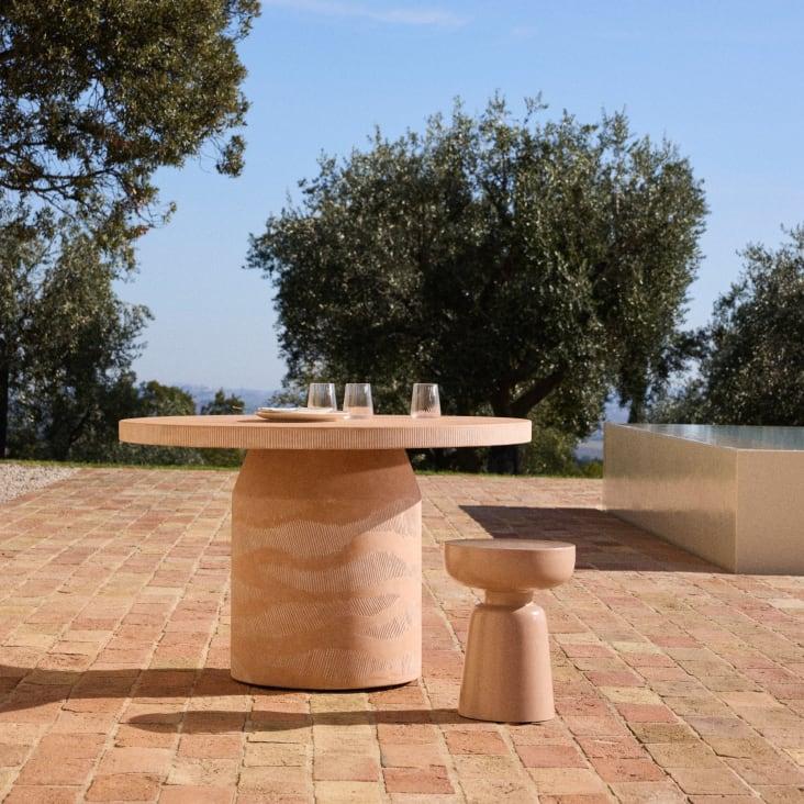 Maisons du Monde Khalari - Mesa de jardín redonda de fibra de cemento para 4 personas D120 cm Promoción por tiempo limitado