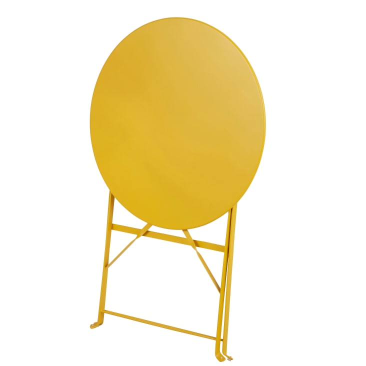 Maisons du Monde Guinguette - Mesa redonda plegable de exterior de metal amarillo Solo hoy