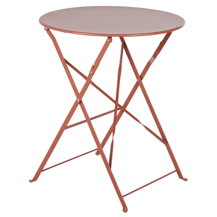 Maisons du Monde Guinguette - Mesa de jardín redonda plegable de acero terracota para 2 personas D. 60 Promoción trimestral
