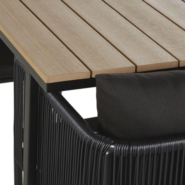 Maisons du Monde Swann - Mesa de jardín L108 en composite imitación teca con 2 sillones resina negra Solo queda un día