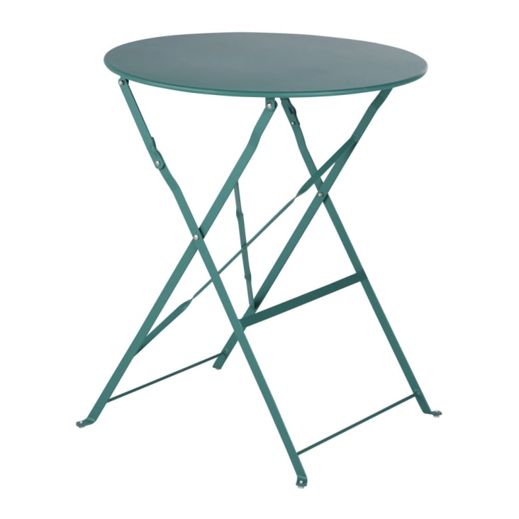 Maisons du Monde Guinguette - Mesa de jardín redonda plegable de acero verde para 2 personas D. 60 Liquidación