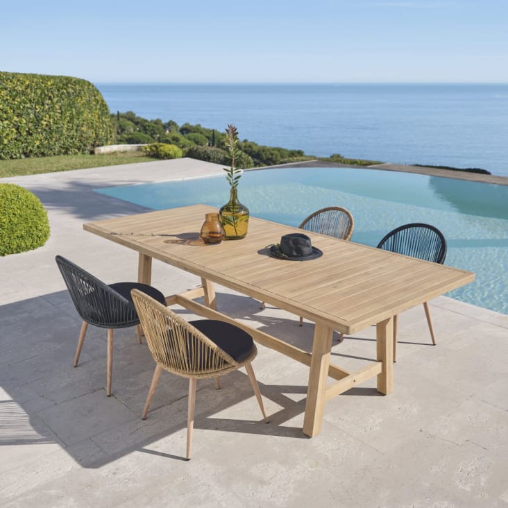Maisons du Monde Barcares BUSINESS - Mesa profesional de acacia efecto teca blanca 6/8 personas 230 cm Envío internacional gratuito