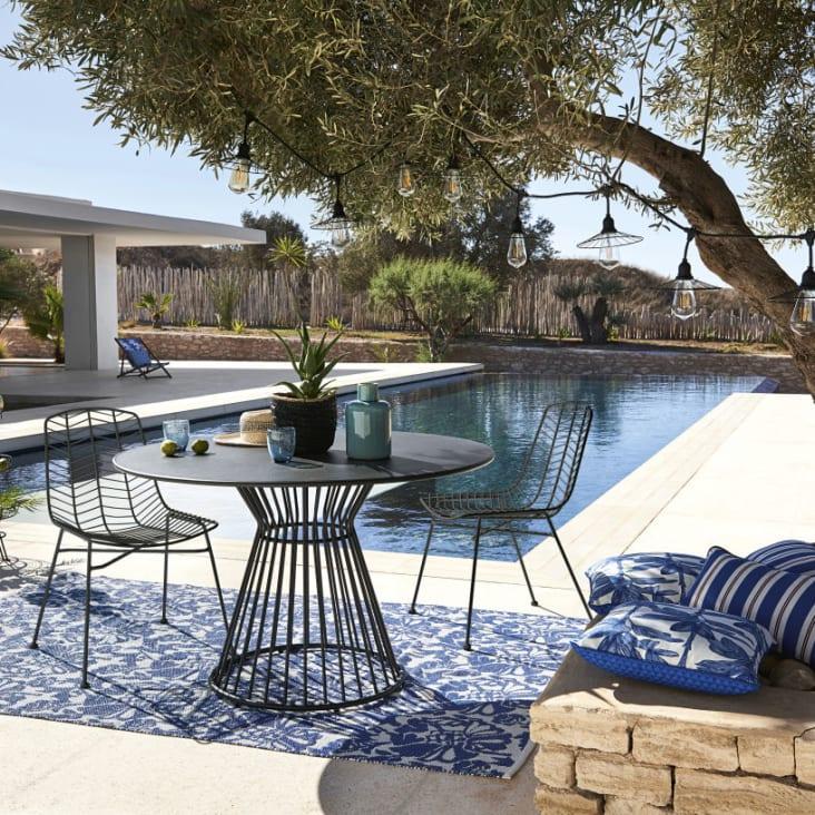 Maisons du Monde Meknes - Mesa redonda de jardín de metal negro mate para 4 personas D.121 Tienda de fábrica