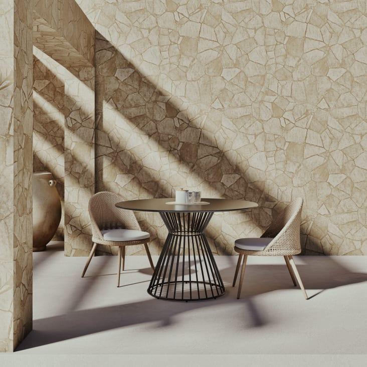 Maisons du Monde Meknes - Mesa redonda de jardín de metal negro mate para 4 personas D.121 Tienda de fábrica