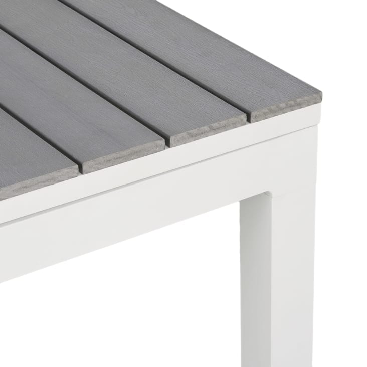 Maisons du Monde Escala - Mesa extensible de exterior de aluminio efecto madera gris claro y blanco para 6/8 personas En oferta