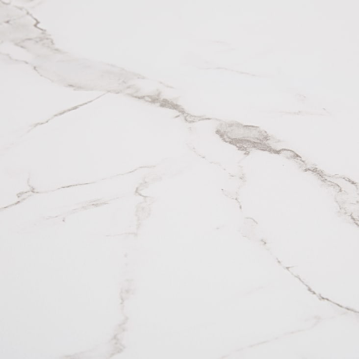 Maisons du Monde Lisabel - Mesa de exterior de aluminio y cristal blanco efecto mármol para 8 personas Libre de impuestos