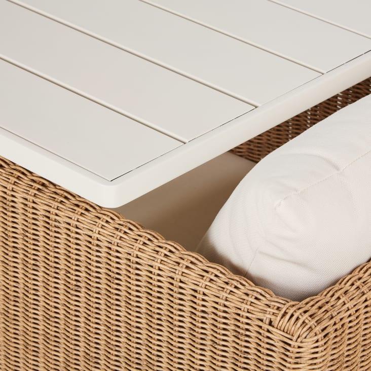 Maisons du Monde Iseo - Conjunto de mesa y 4 sillas de jardín de metal crudo y resina beige Rebajas de fin de temporada
