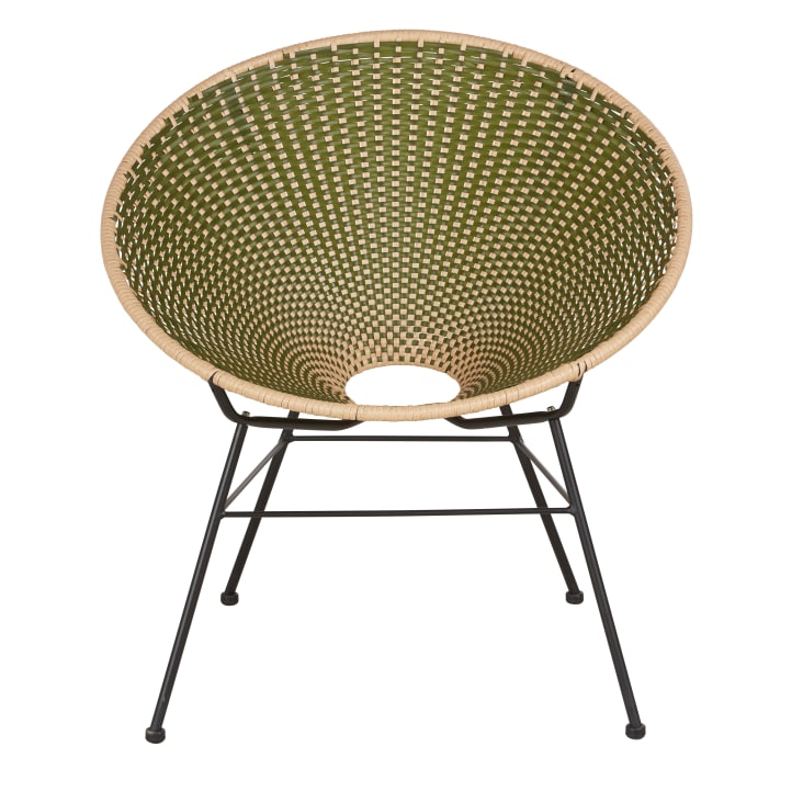 Maisons du Monde Cobie - Sillón de jardín de acero negro y resina reciclada en kaki y natural Outlet