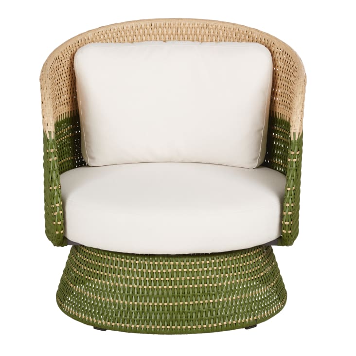 Maisons du Monde Valencia - Sillón de jardín giratorio de resina caqui y beige y cojines beige Rebajas