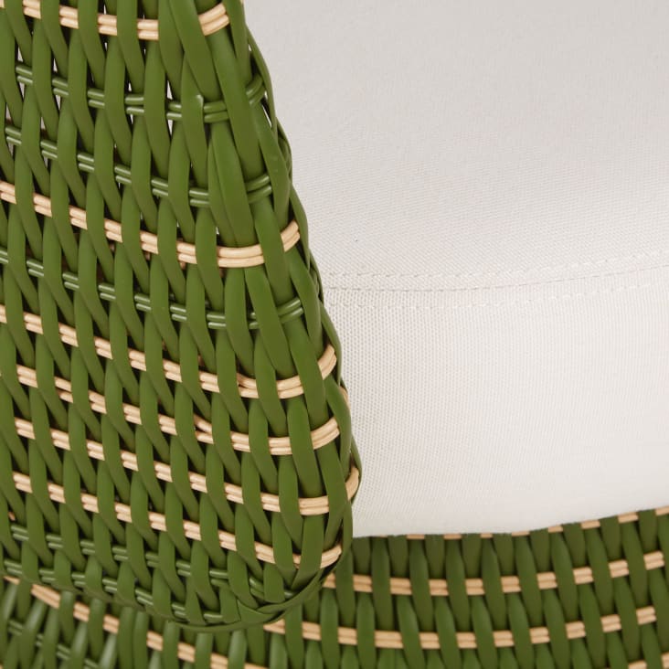 Maisons du Monde Valencia - Sillón de jardín giratorio de resina caqui y beige y cojines beige Rebajas