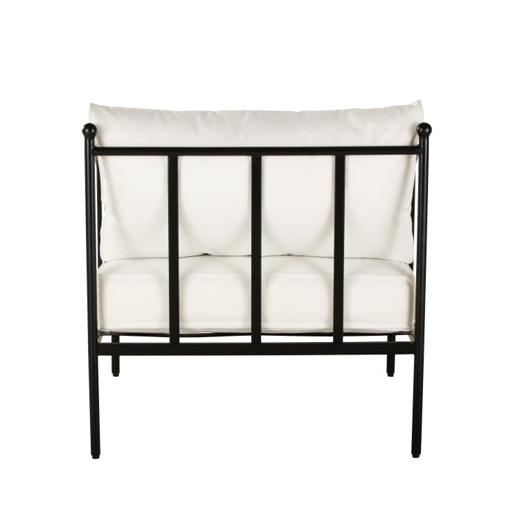 Maisons du Monde Marignane - Sillón de jardín de acero negro y cojines color blanco roto Venta caliente