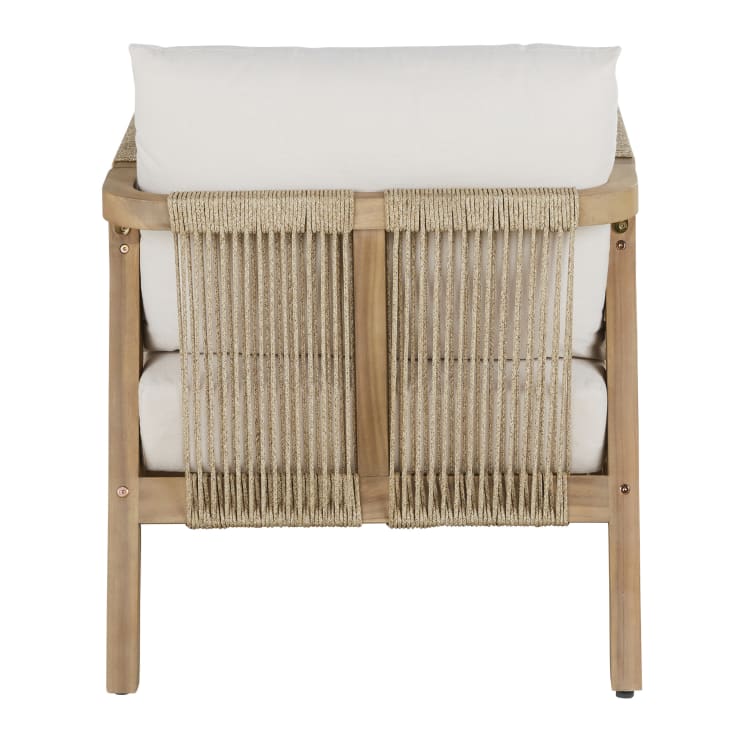 Maisons du Monde Barcares - Sillón de jardín de madera de acacia maciza con cojines color crudo Rebajas de fábrica