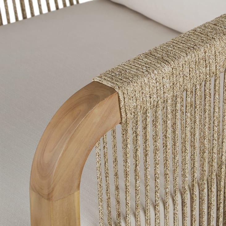 Maisons du Monde Barcares - Sillón de jardín de madera de acacia maciza con cojines color crudo Rebajas de fábrica