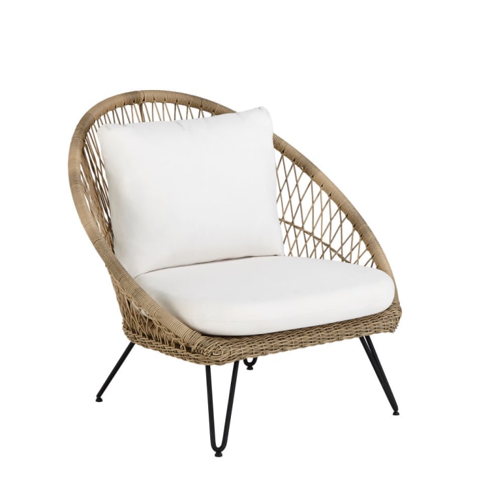 Maisons du Monde Pineapple - Sillón de jardín de resina trenzada con cojines de tejido reciclado Los más vendidos