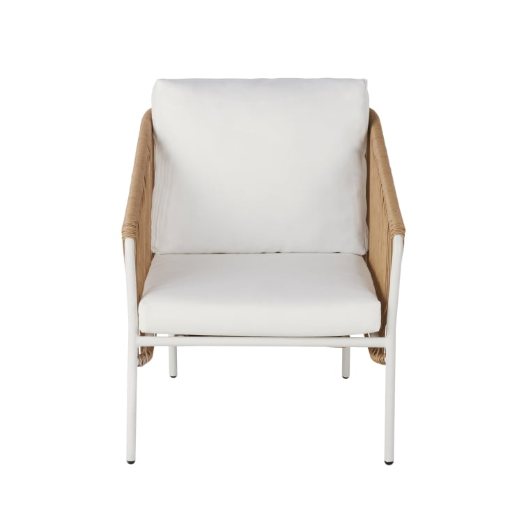 Maisons du Monde Arun - Sillón de jardín de resina beige y metal blanco Liquidación