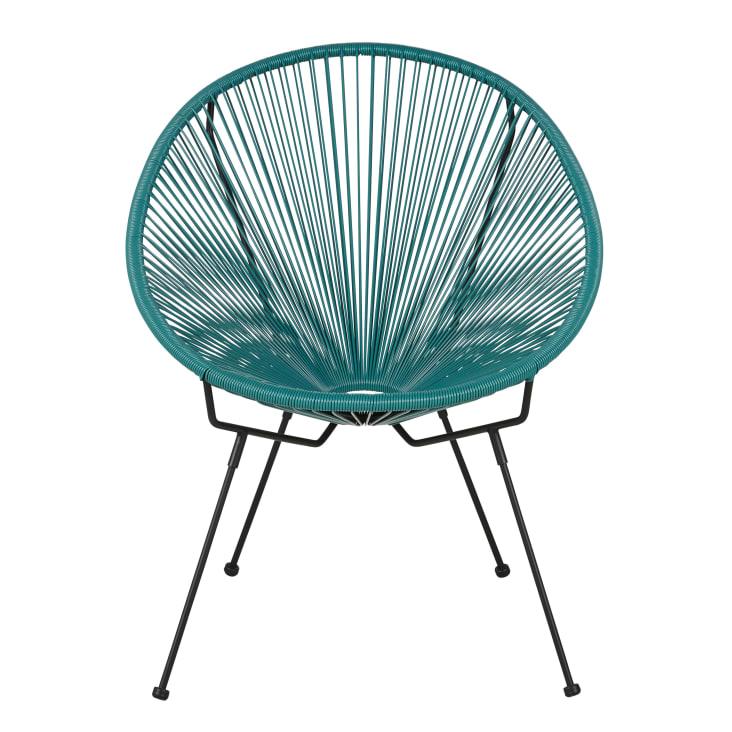 Maisons du Monde Copacabana - Silla de exterior redonda de acero negro y resina color verde Mejor oferta