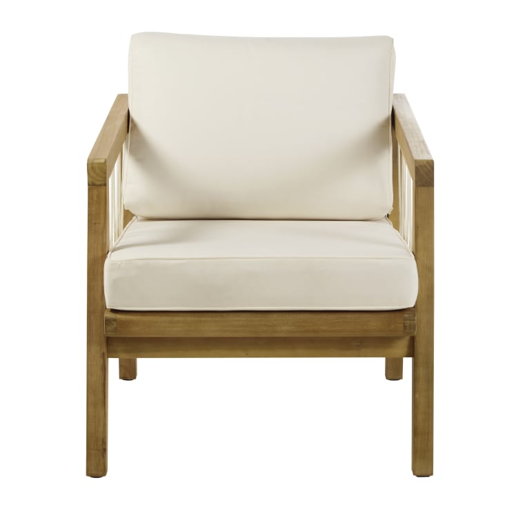 Maisons du Monde Matoury - Sillón de jardín de acacia maciza cuerda y cojines de tejido reciclado color crudo Rebajas online