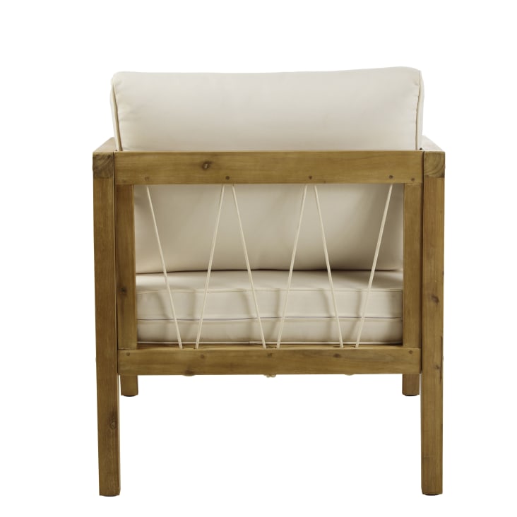 Maisons du Monde Matoury - Sillón de jardín de acacia maciza cuerda y cojines de tejido reciclado color crudo Rebajas online