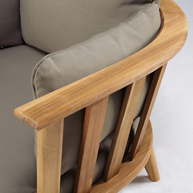 Maisons du Monde Noumea - Sillón de jardín de acacia maciza y cojines marrones Rebajas top