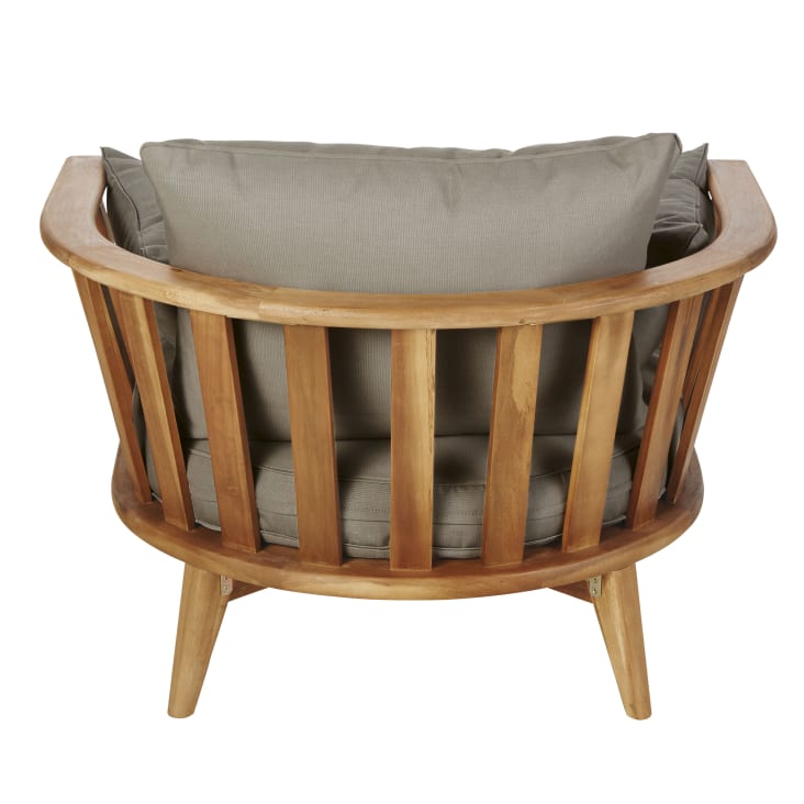 Maisons du Monde Noumea - Sillón de jardín de acacia maciza y cojines marrones Rebajas top