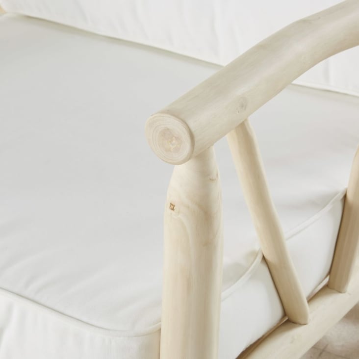 Maisons du Monde Crusoé - Sillón de jardín de teca y tela color crudo Oferta especial