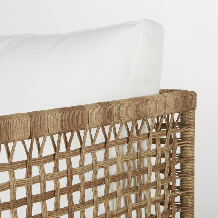 Maisons du Monde Flores - Sillón de jardín de resina trenzada efecto ratán con cojines color crudo Envío gratis