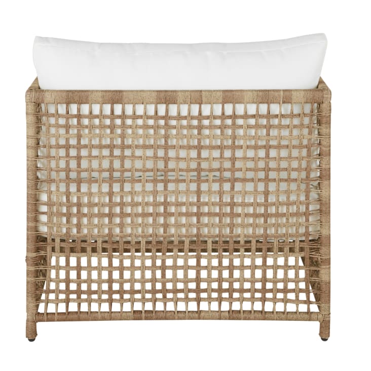 Maisons du Monde Flores - Sillón de jardín de resina trenzada efecto ratán con cojines color crudo Envío gratis
