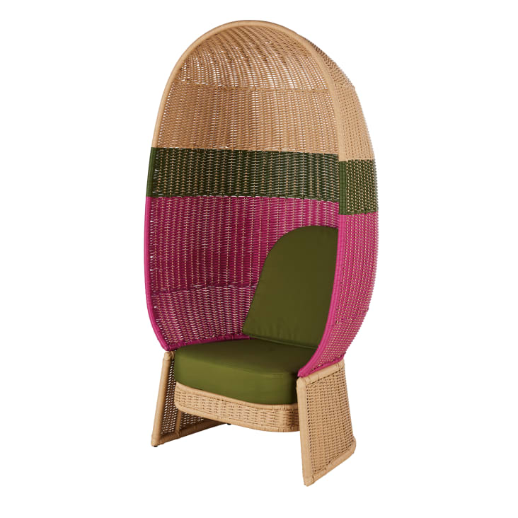 Maisons du Monde Sillón de jardín de acero resina multicolor y cojines verde caqui Últimos 3 días