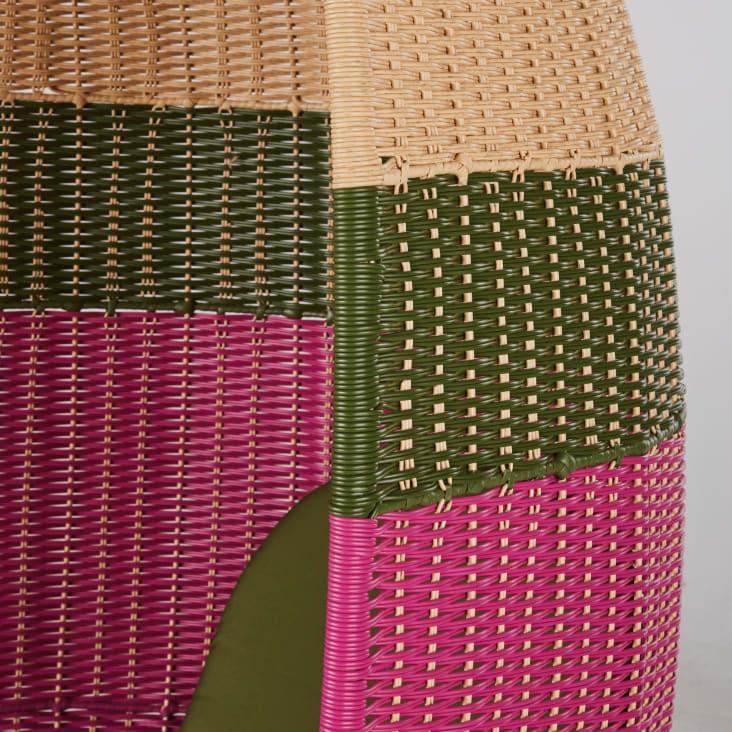 Maisons du Monde Sillón de jardín de acero resina multicolor y cojines verde caqui Últimos 3 días