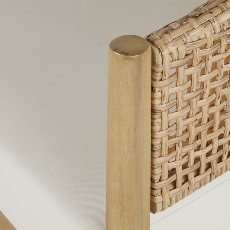 Maisons du Monde Bari Business - Sillón de jardín profesional de resina trenzada efecto ratán con cojín color crudo de tejido reciclado Último día