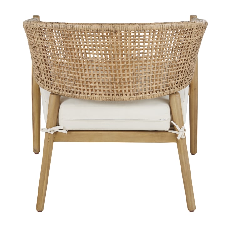 Maisons du Monde Bari Business - Sillón de jardín profesional de resina trenzada efecto ratán con cojín color crudo de tejido reciclado Último día