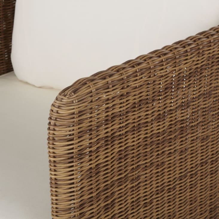 Maisons du Monde Joran - Sillón de jardín de resina trenzada efecto ratán con cojines color crudo Promoción por tiempo limitado
