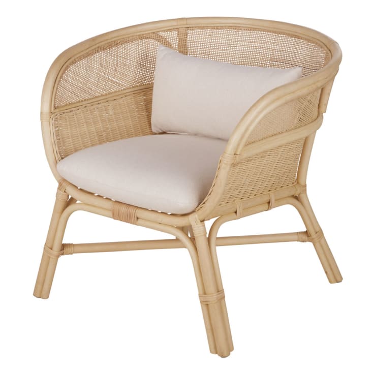 Maisons du Monde Marsa Business - Sillón profesional en color crudo y ratán beige