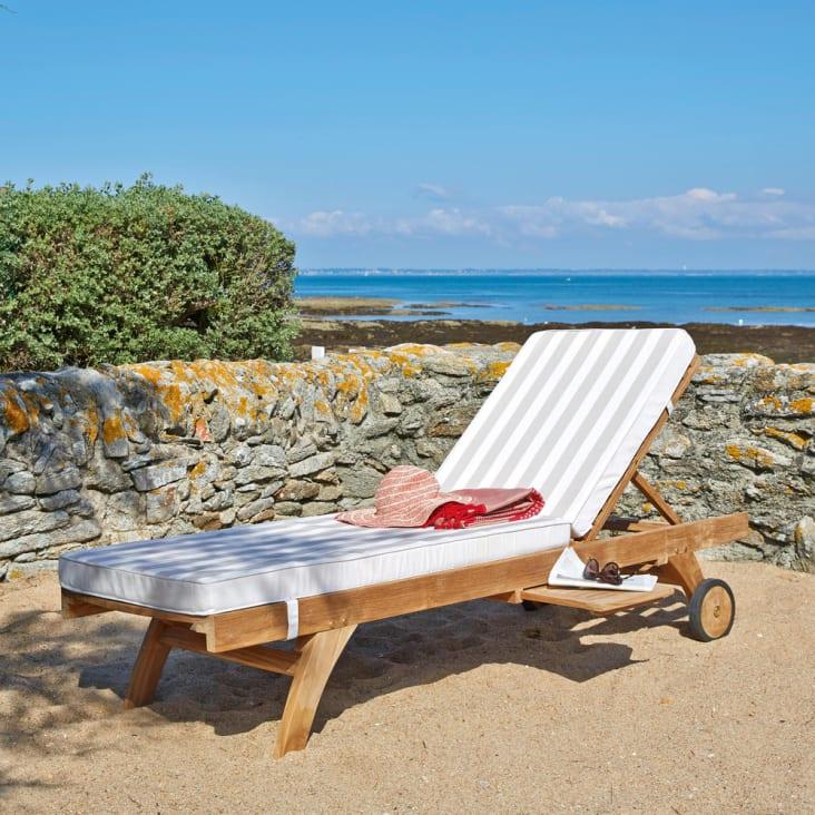 Maisons du Monde Oleron - Tumbona con ruedas de madera de teca maciza Oferta especial de fábrica