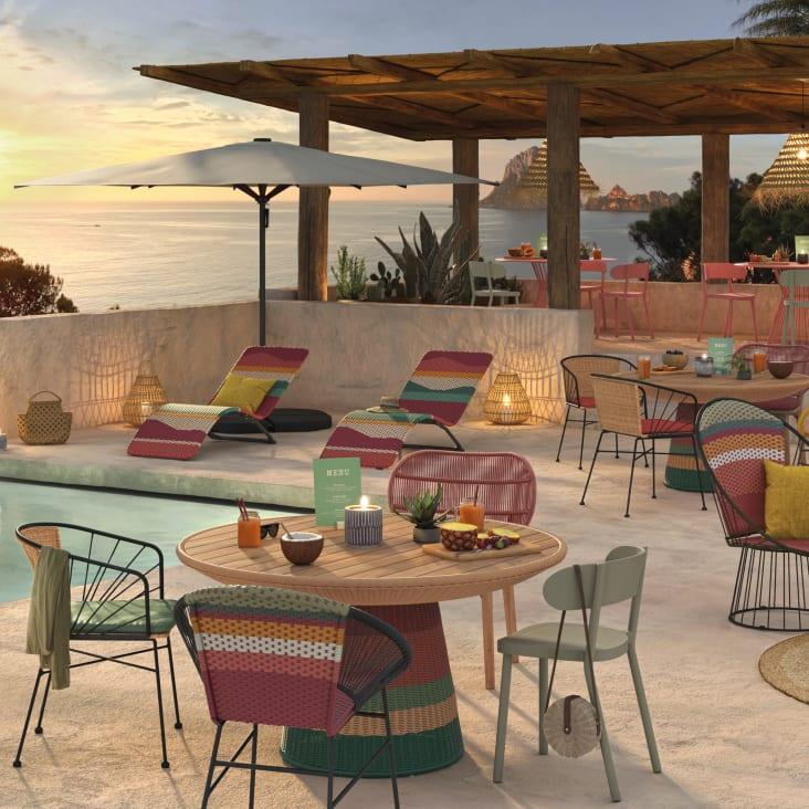Maisons du Monde Copacabana - Tumbona de resina trenzada multicolor y acero en negro Promoción trimestral