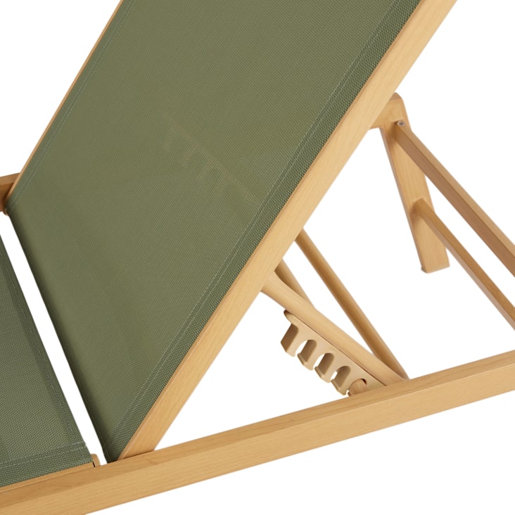 Maisons du Monde Hawai - Tumbona de aluminio efecto madeira y tela plastificada verde caqui Liquidación
